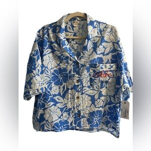 Women’s Tropical Blue and White Aloha Shirt NWT Size: Large